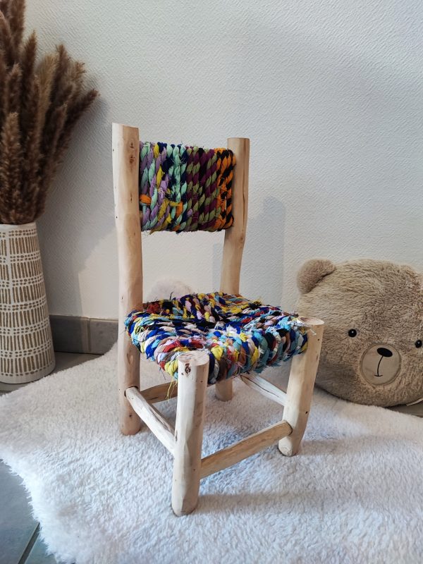 chaise enfant en bois et tissus